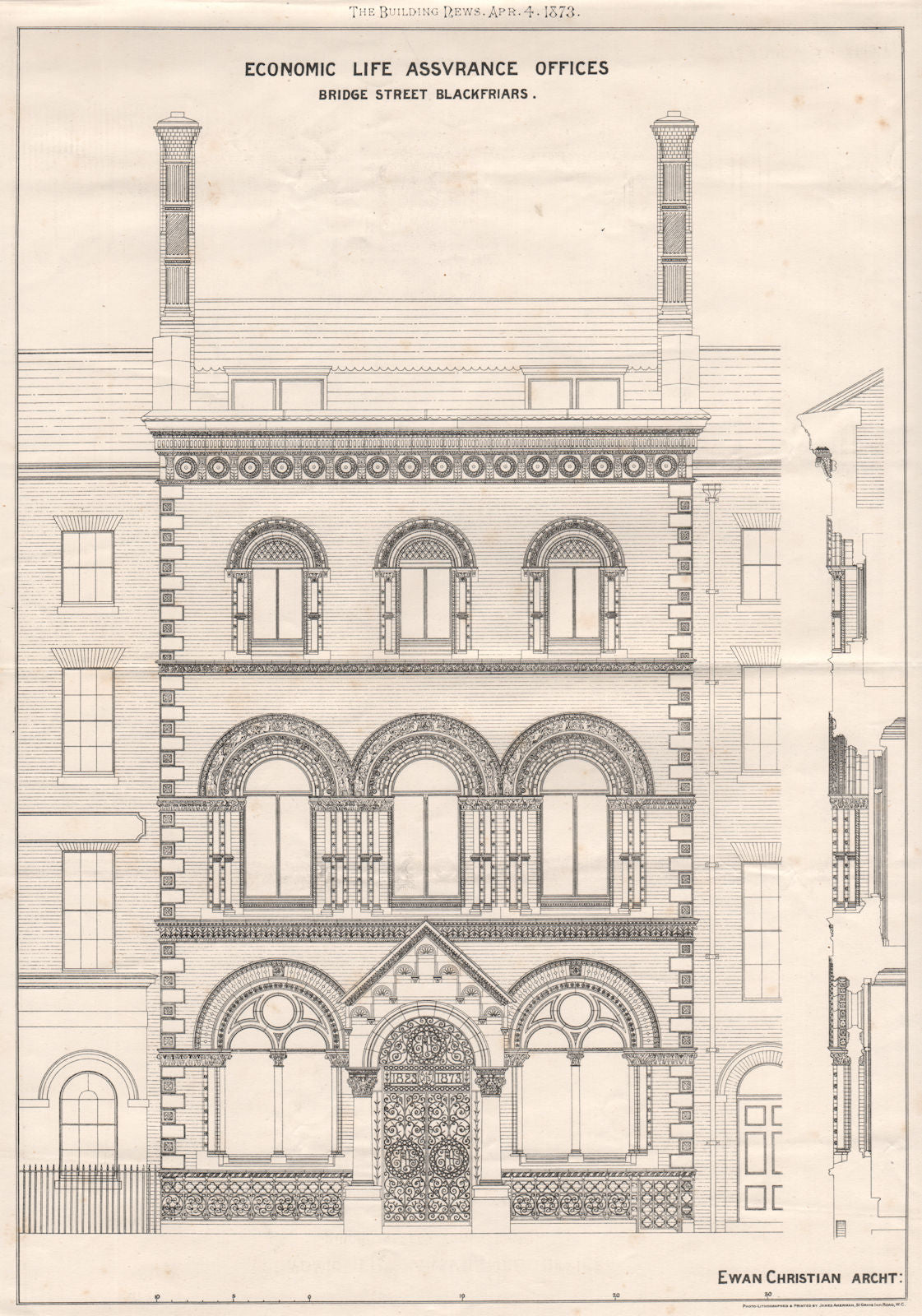 Economic Life Assurance Offices, Bridge Street, Blackfriars; Ewan Christian 1873